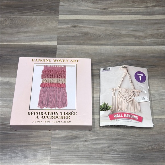🏁 Pink and Beige Woven Wall Art Set BRAND NEW ART SETS - Picture 1 of 4
